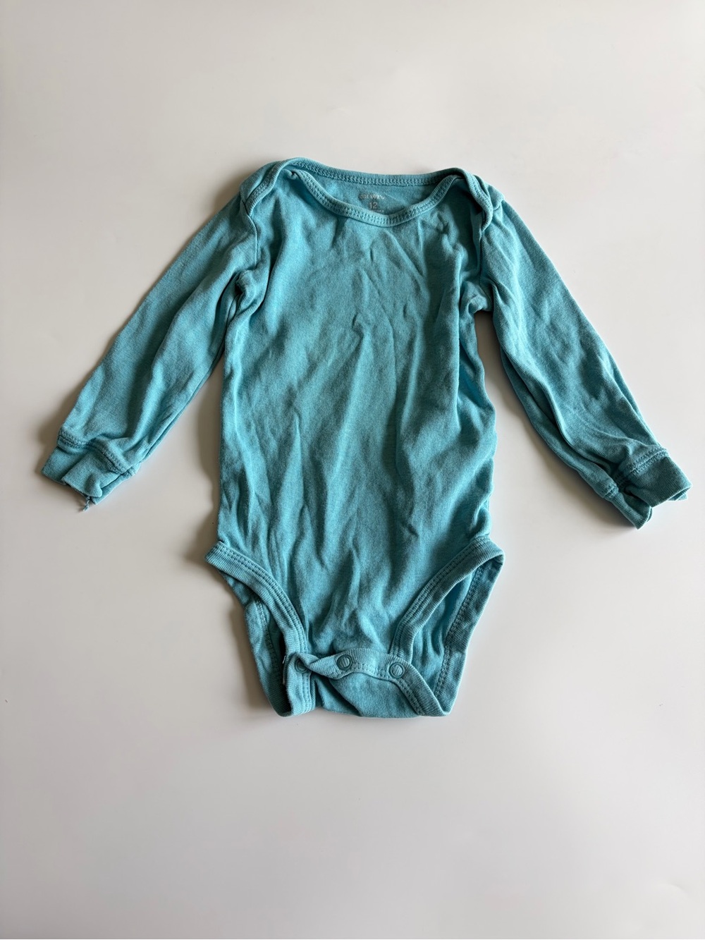 Bundle of Baby Boy Onesies Size 12-18 Months Long Sleeve Blue Gingham Gray Teal - Picture 14 of 16